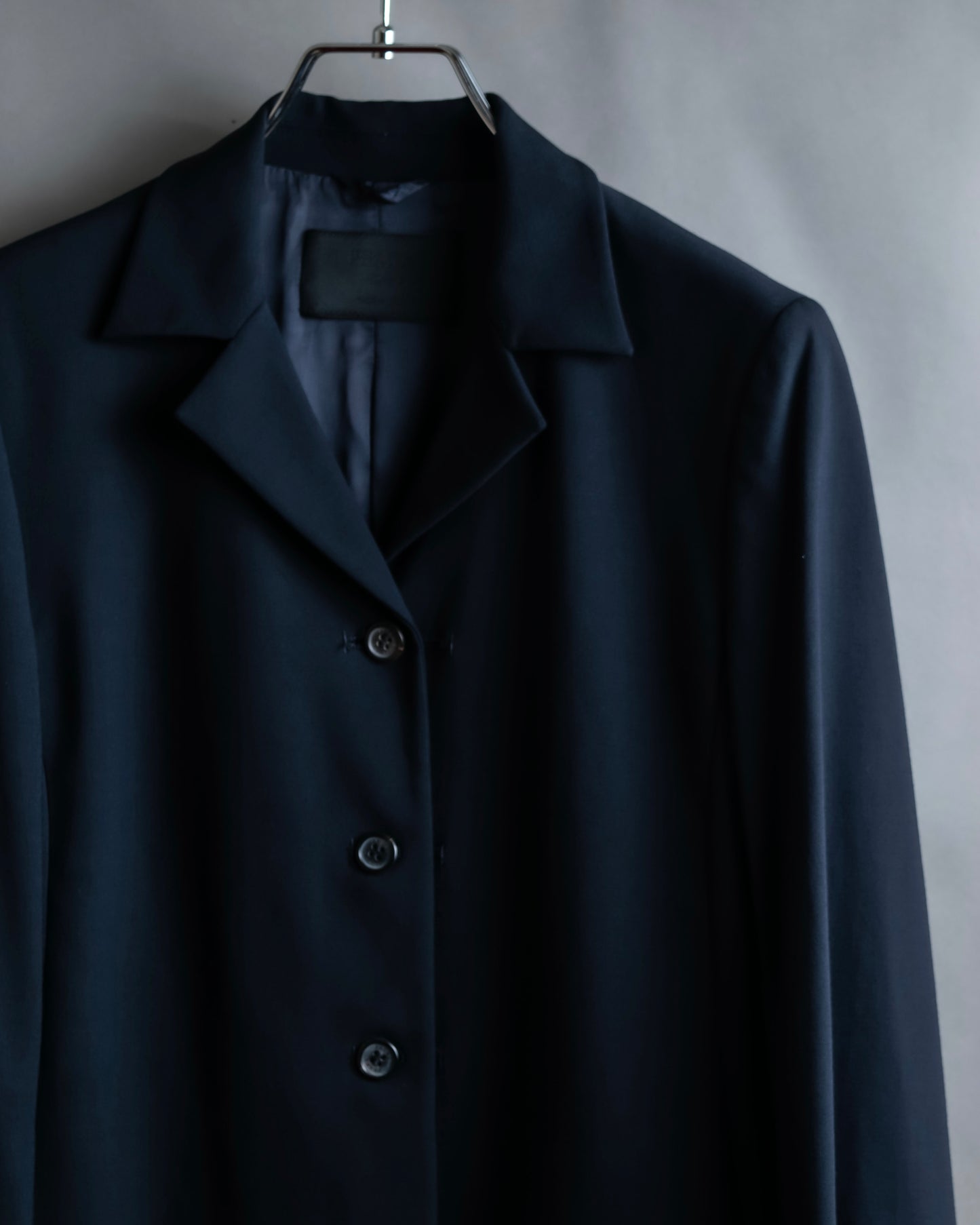 "PRADA" Short length tailored jacket & cropped skirt navy color set up