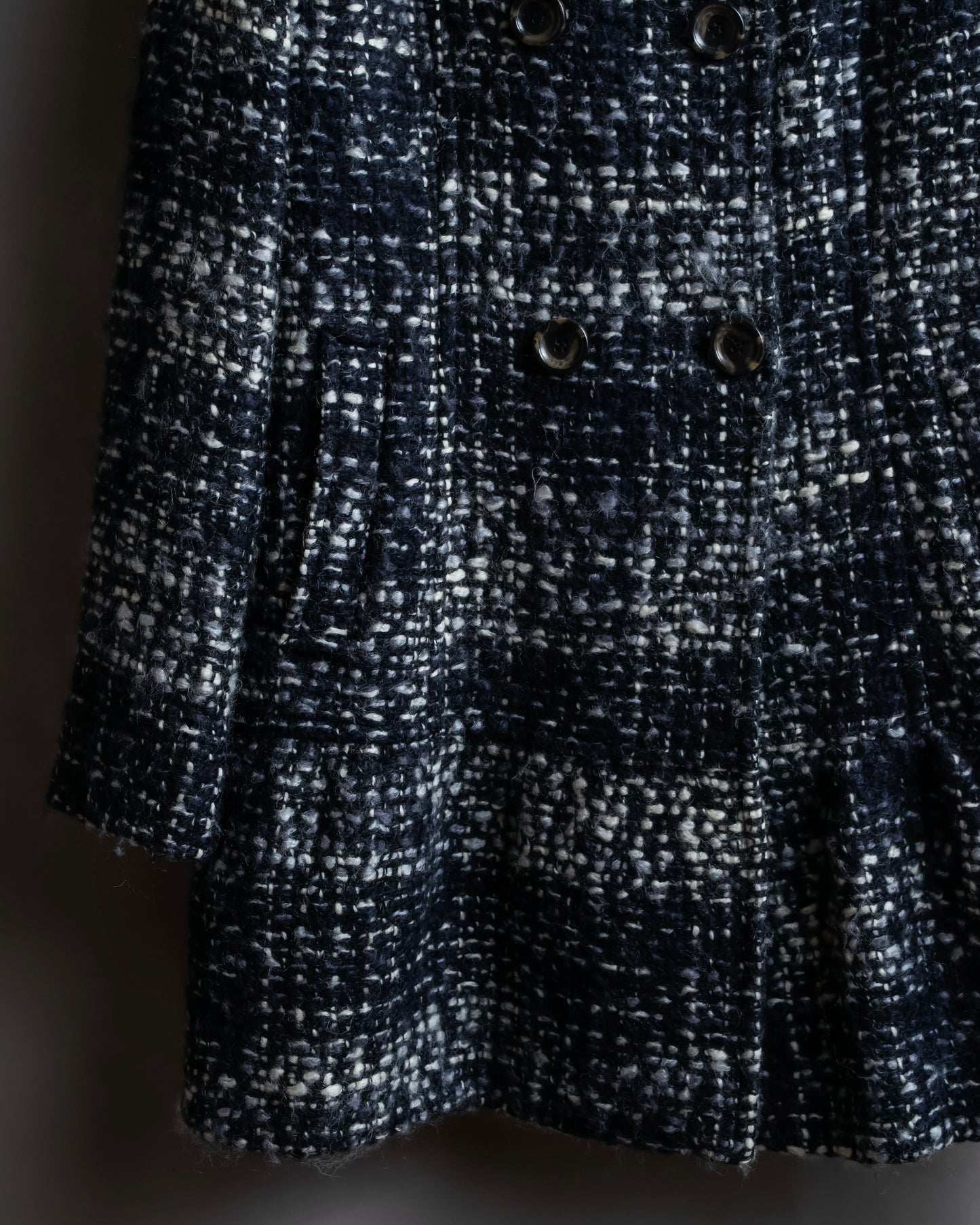 "Weekend Max Mara" Fur trimmed design collar tweed flare coat