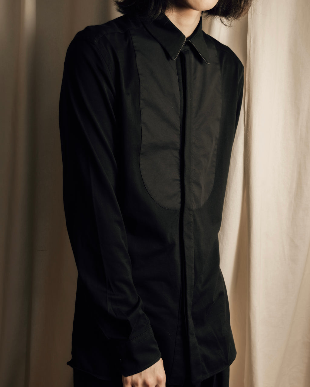 "FENDI" Pick stitch design fly front shirt