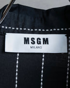 "MSGM" Frill design logo pinstripe pattern shirt