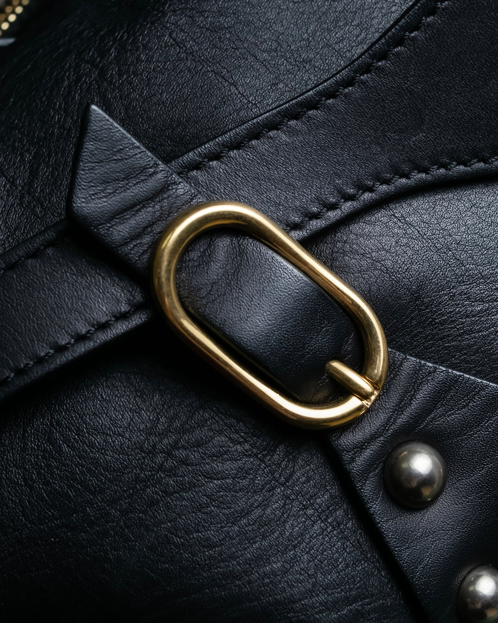 "CELINE" Various studs horizontal leather 2way bag