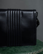 "YVES SAINT LAURENT" Straight ridge design square forum leather bag