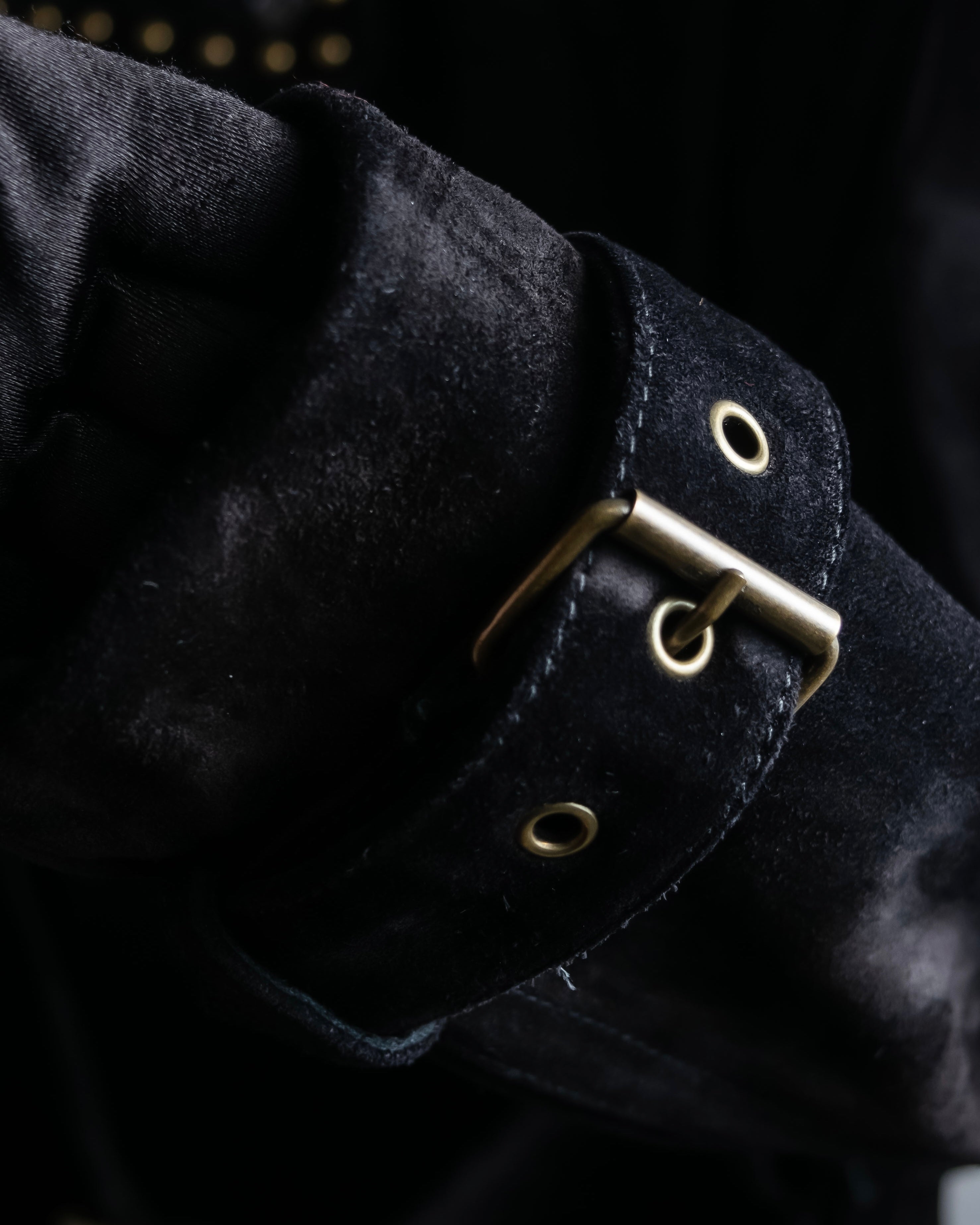 "Saint Laurent" 19AW gold studs design suede long coat