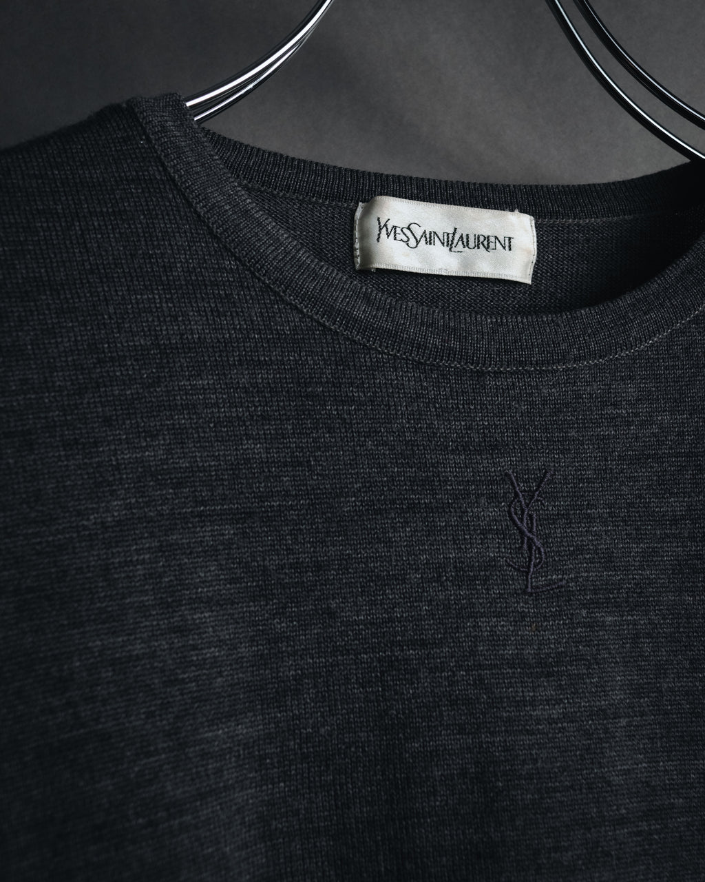 "YVES SAINT LAURENT" 80’s-90’s embroidered logo wool knit sweater