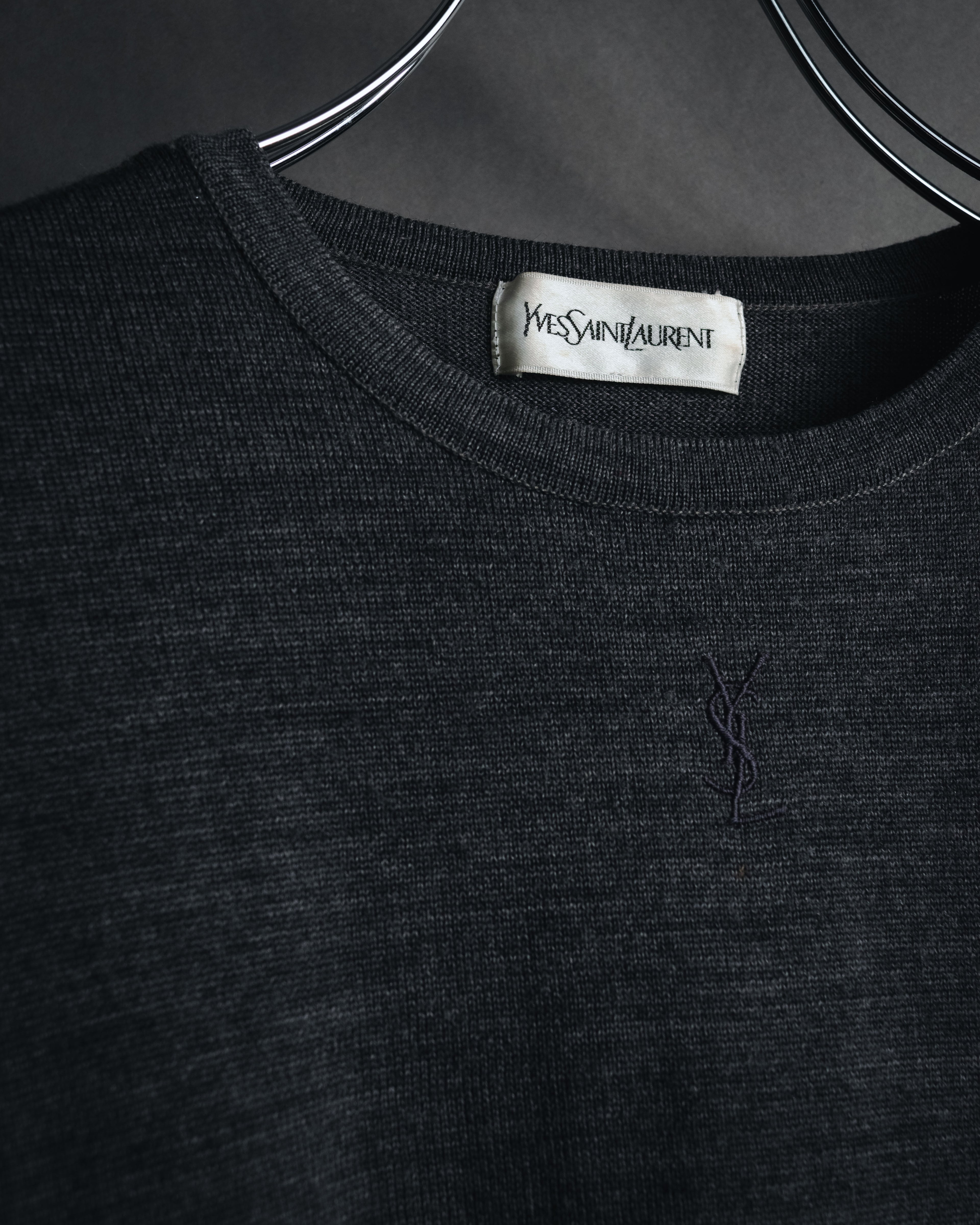 "YVES SAINT LAURENT" 80’s-90’s embroidered logo wool knit sweater