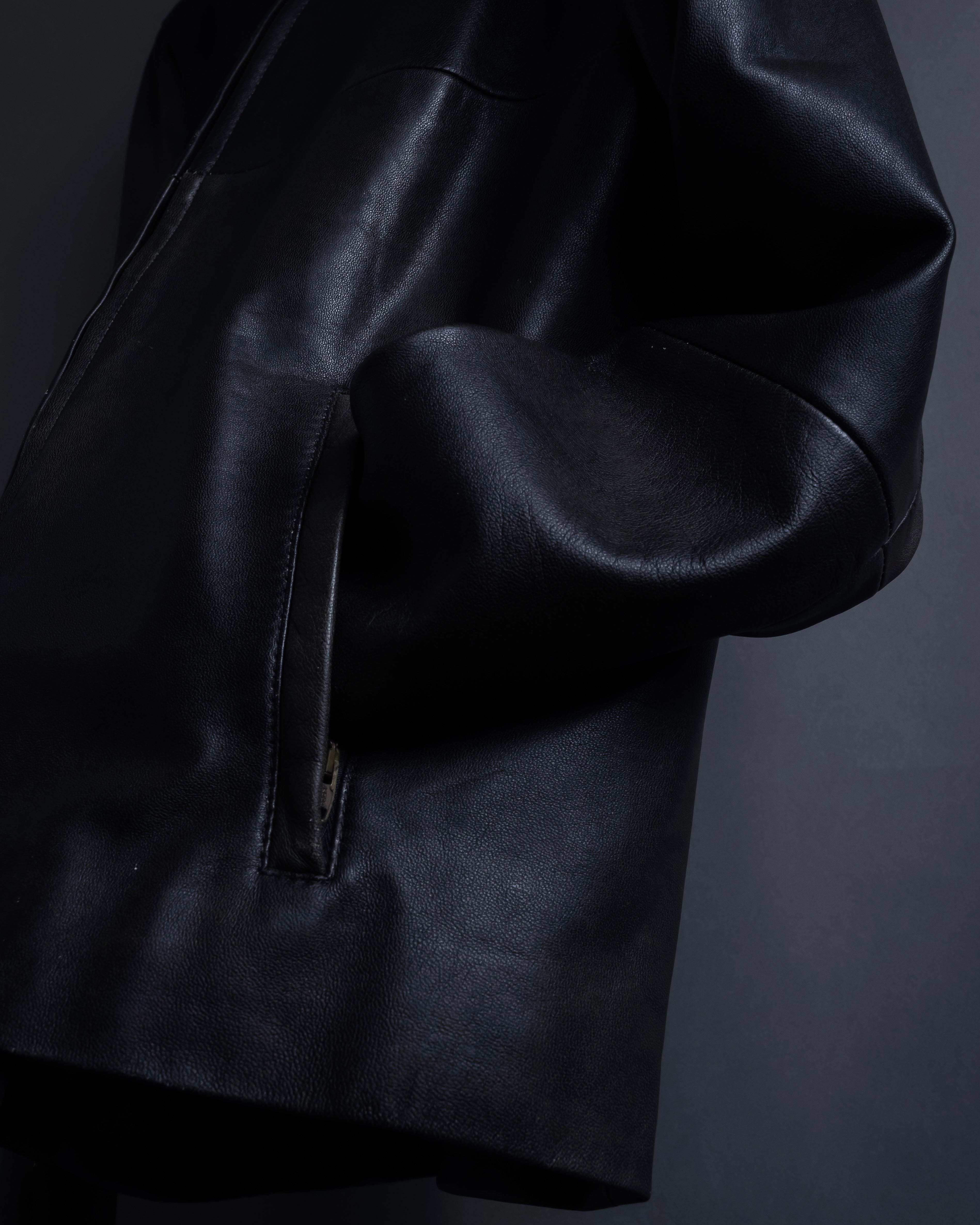 "Weekend Max Mara" Minimalist design center zip-up leather jacket