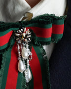 "GUCCI" Beaded design grosgrain ribbon