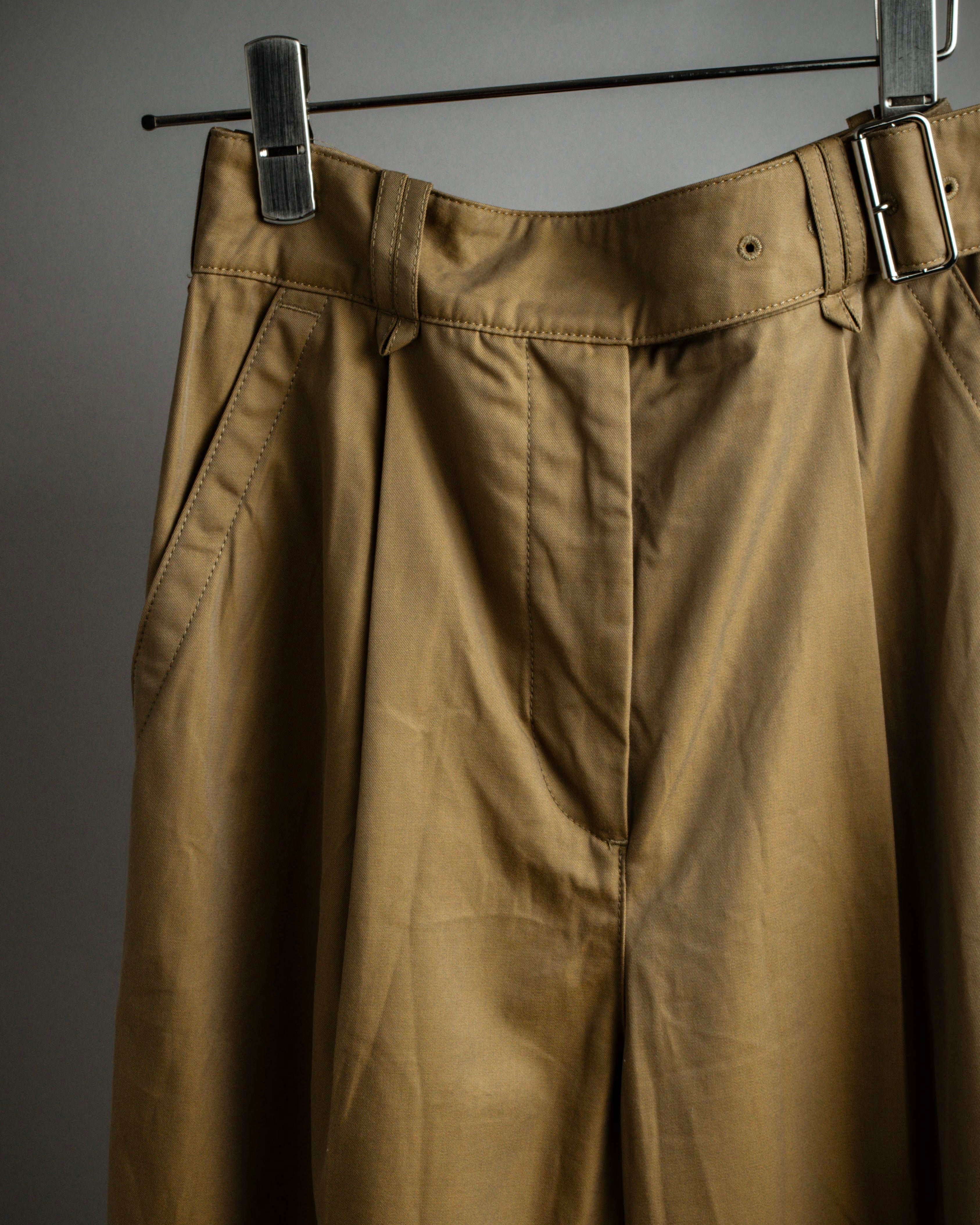"Acne Studios" Belted design cotton twill high-waisted pants