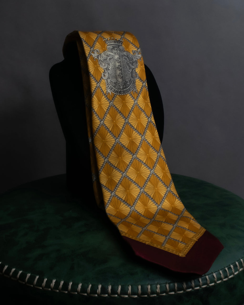 "GIANFRANCO FERRE" Ornamental yellow silk necktie