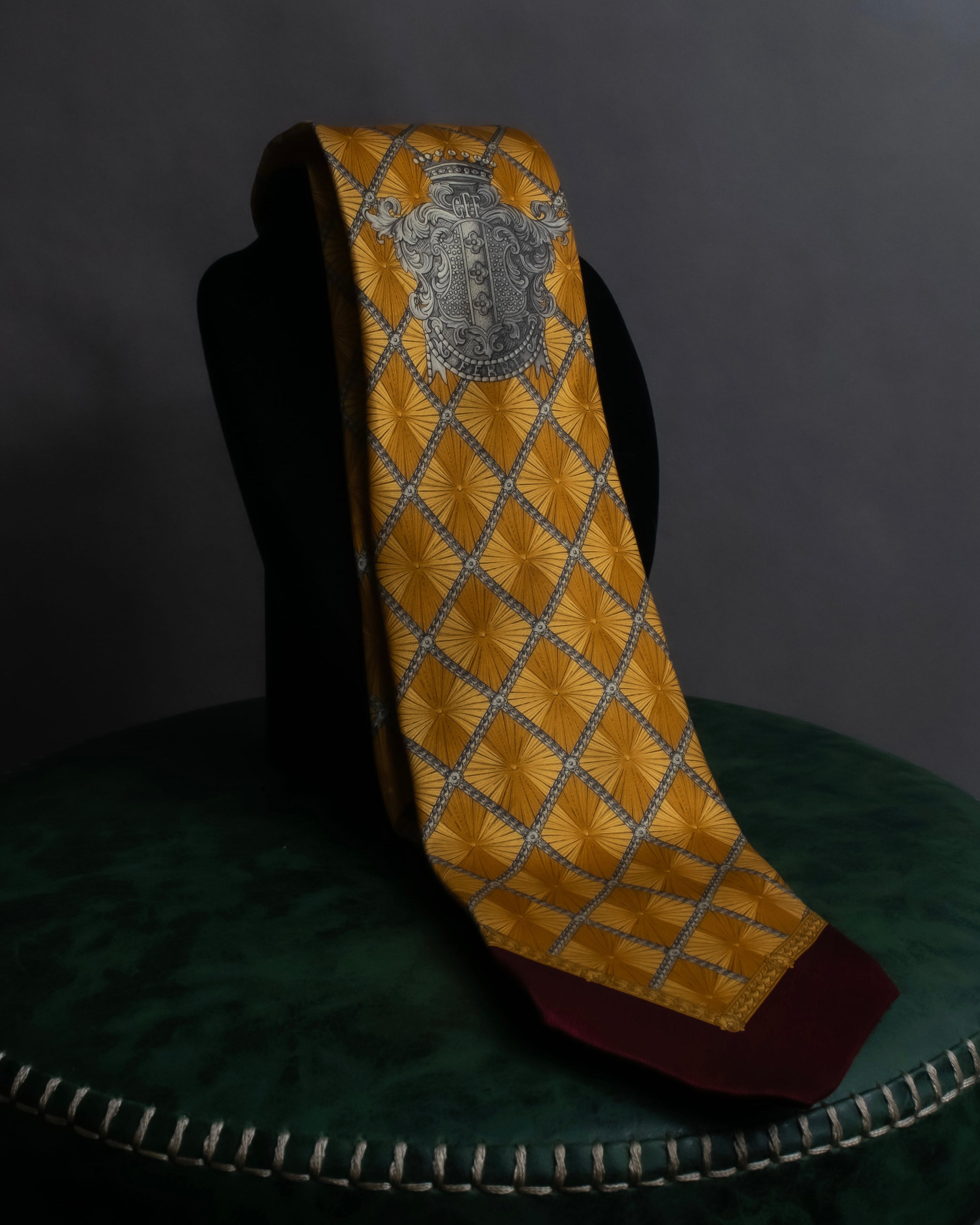 "GIANFRANCO FERRE" Ornamental yellow silk necktie