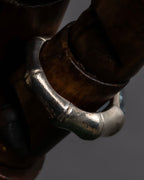 "GUCCI" Bamboo motif stone top silver ring