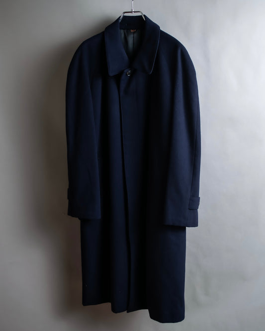 "YVES SAINT LAURENT" Stand neck fly front wool long coat