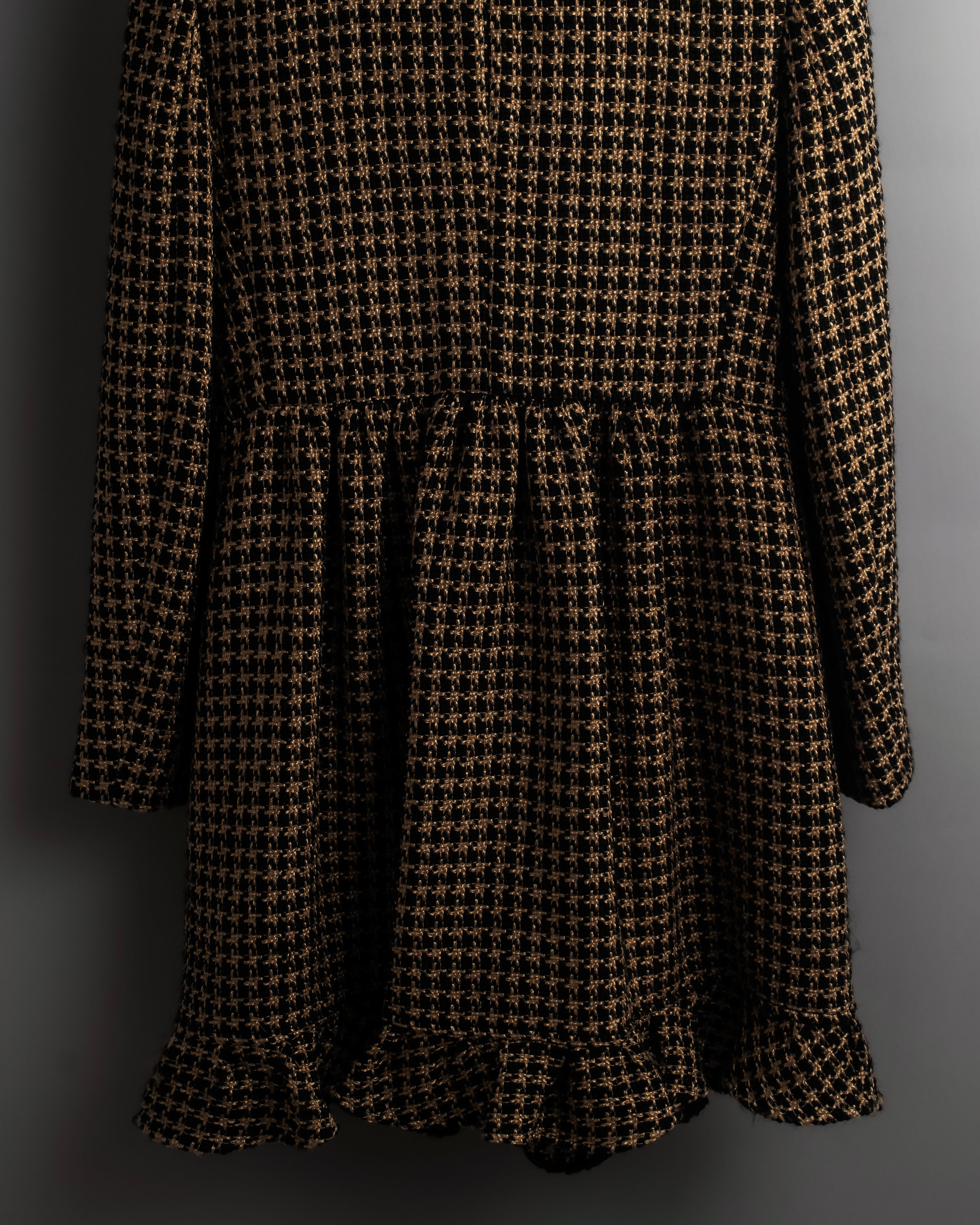 "RED VALENTINO" Ruffled frill detail tweed coat