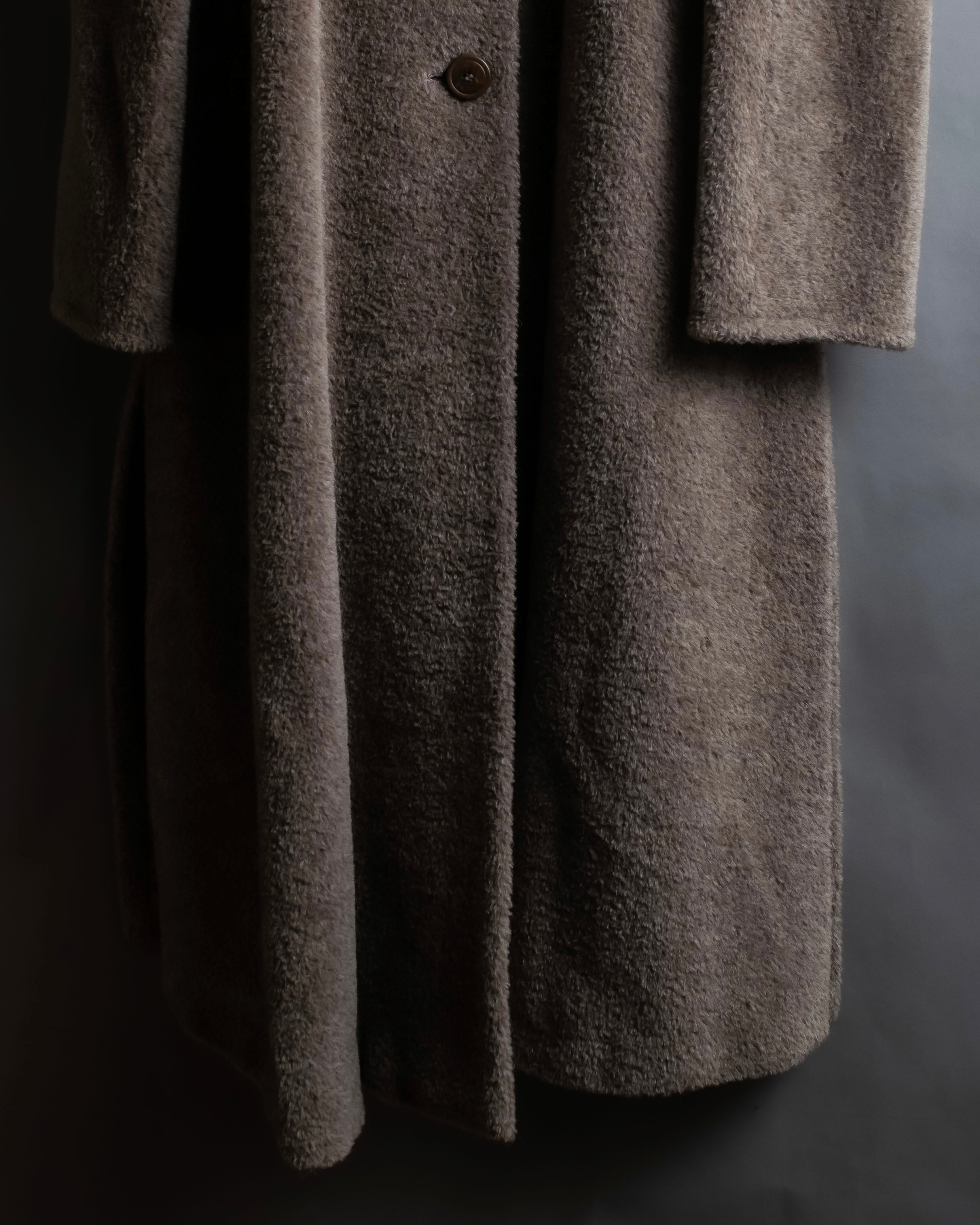 "Max Mara" Alpaca mix brown stand collar long coat