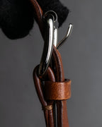 "CELINE" Oval link chain design leather combination belt