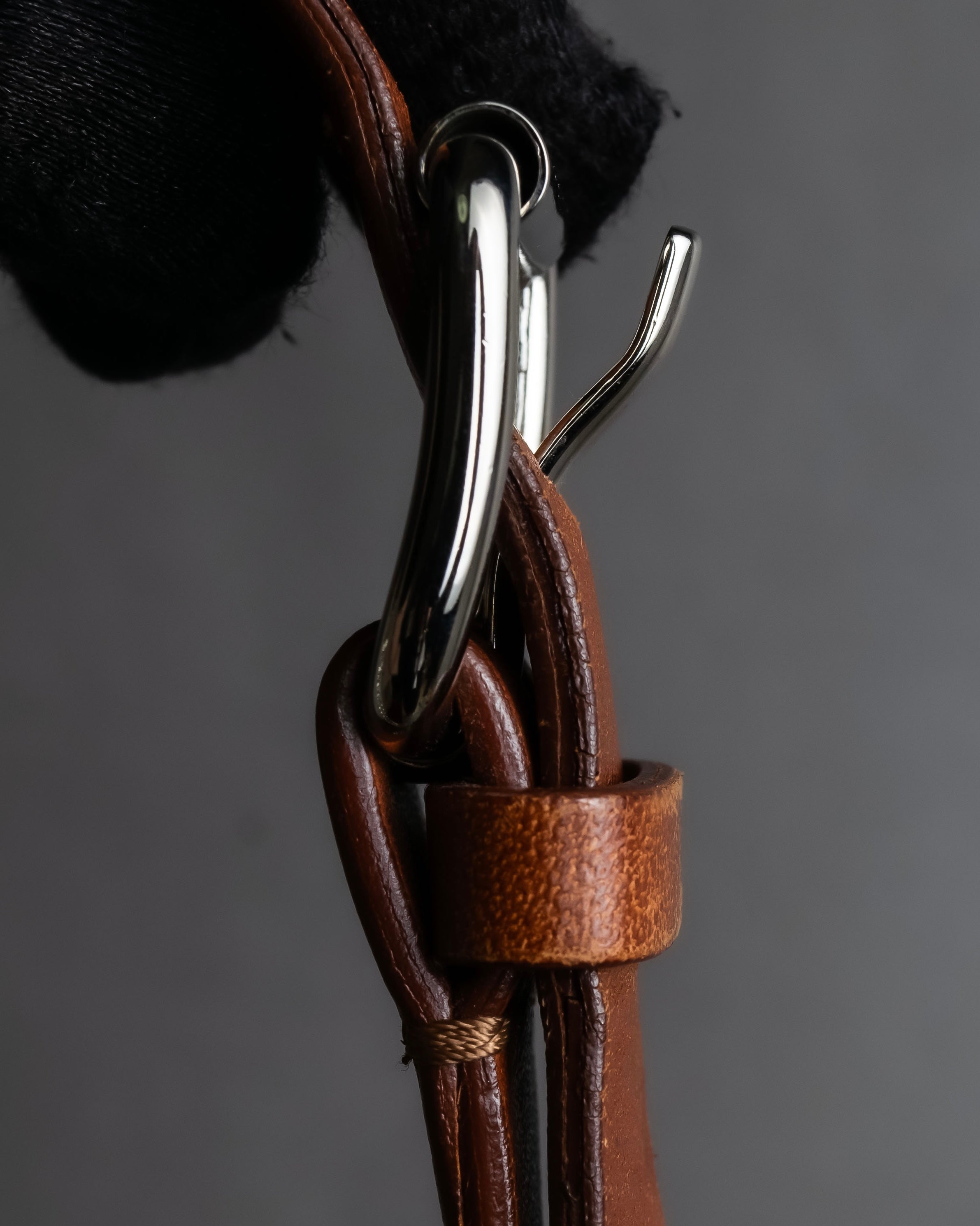 "CELINE" Oval link chain design leather combination belt