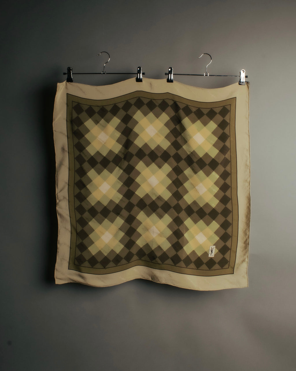 “Yves Saint Laurent” 80’s-90’s Sheer check silk scarf