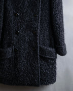 "Valentino Garavani" Fur collar boucle wool mid-length coat