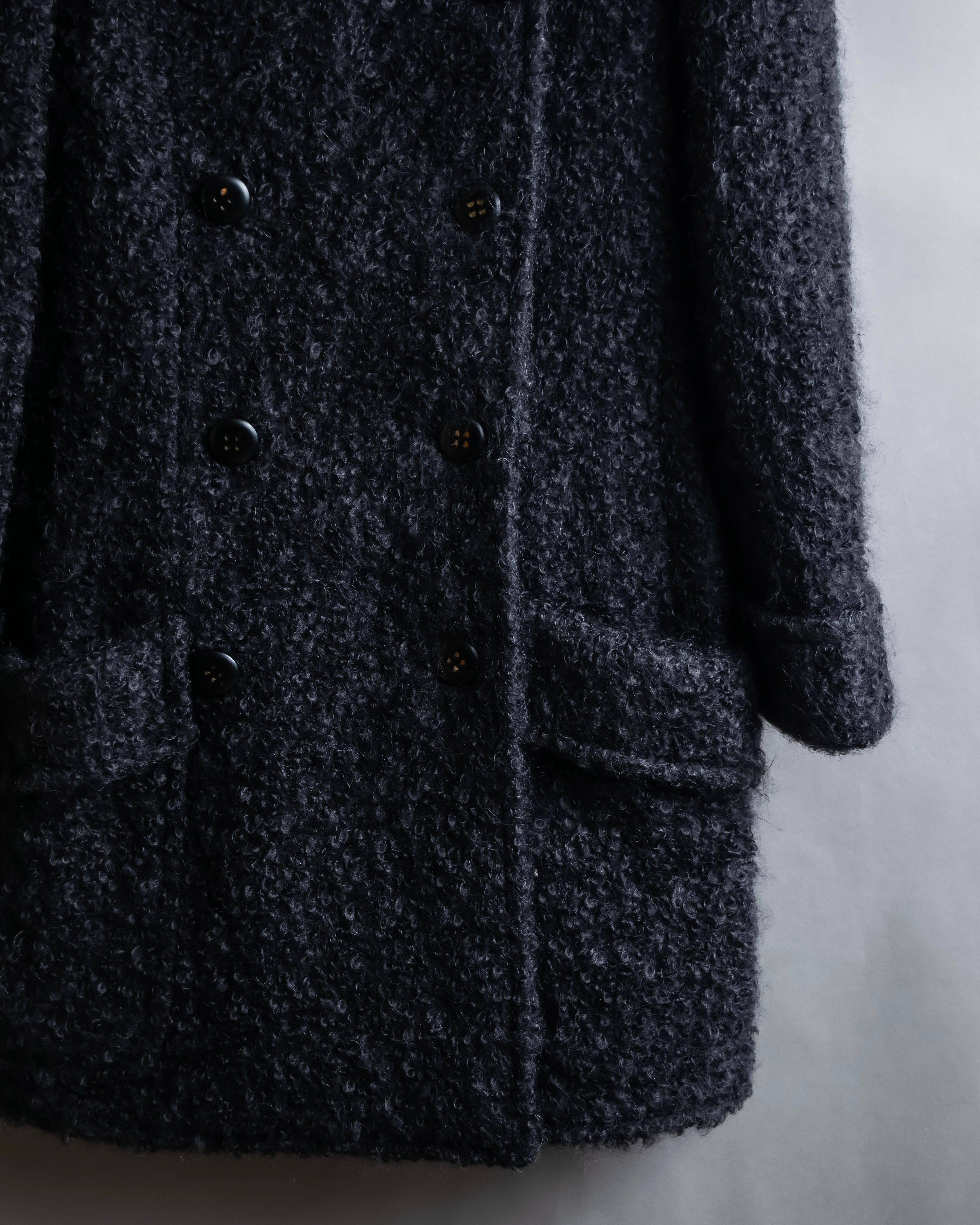 "Valentino Garavani" Fur collar boucle wool mid-length coat
