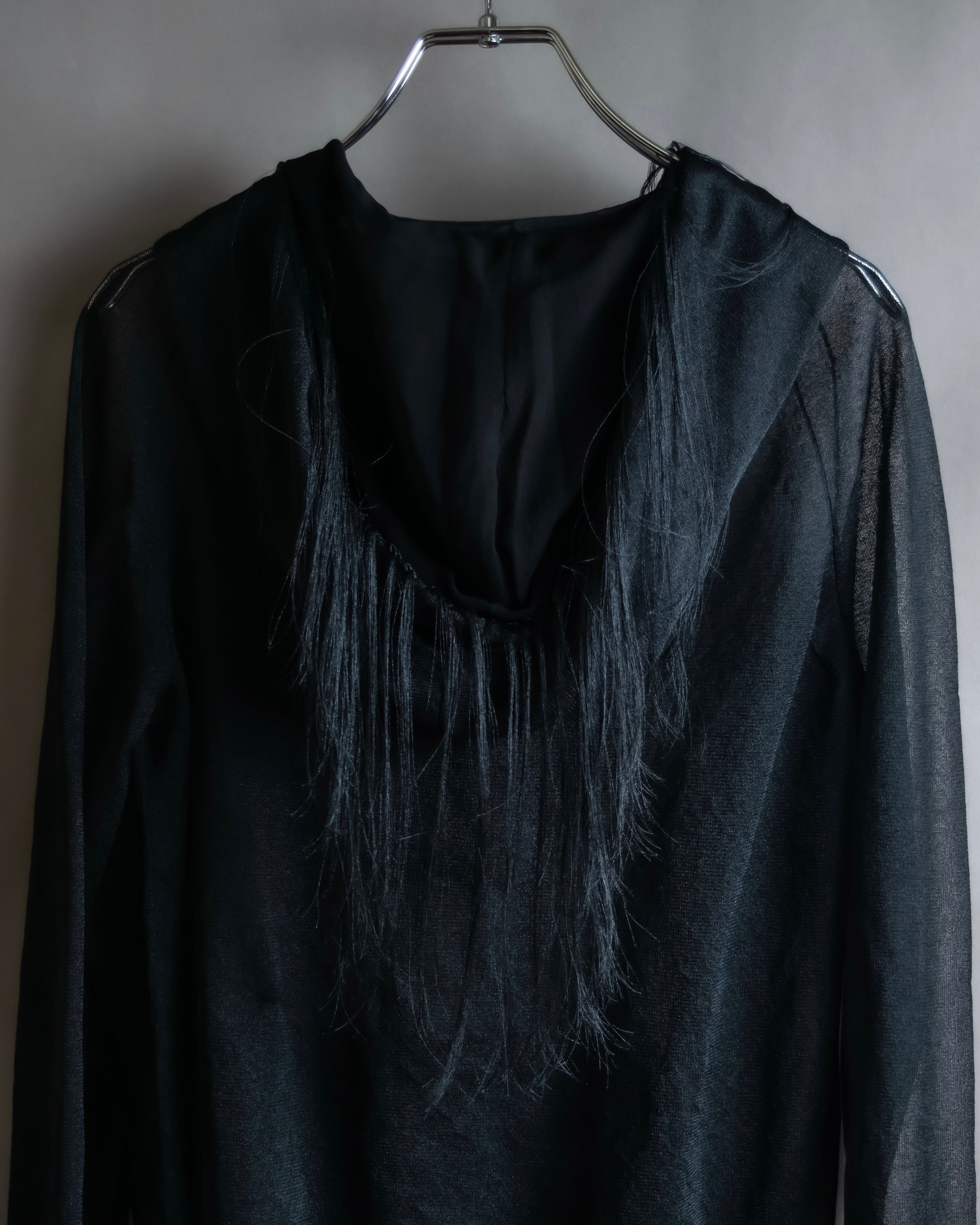 "sacai" Wig design sheer hooded pullover