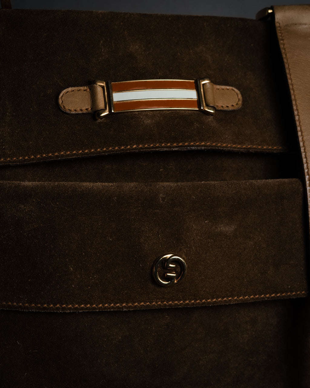 "GUCCI" 60’s-70’s suede and leather shoulder bag