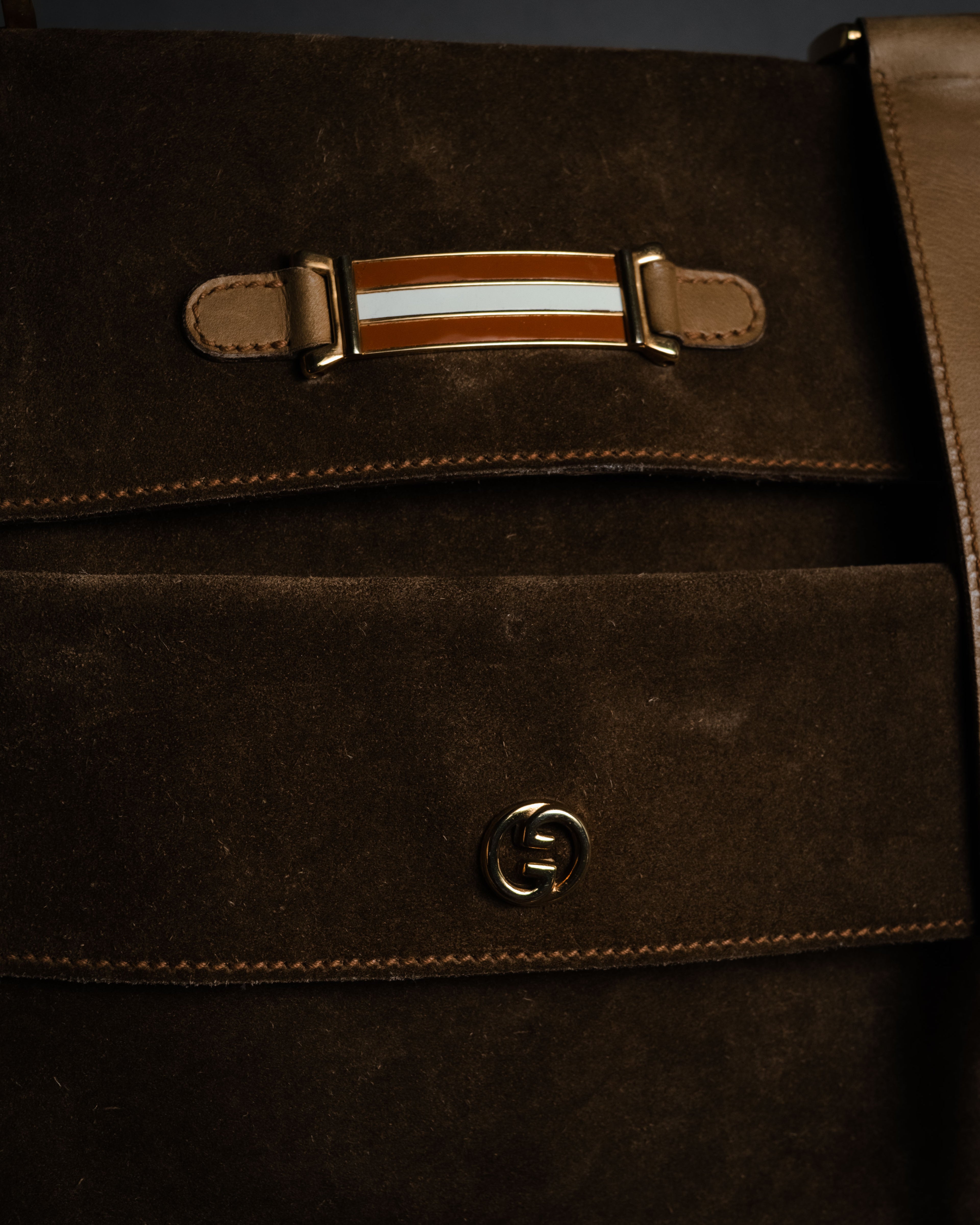 "GUCCI" 60’s-70’s suede and leather shoulder bag