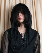 "sacai" Wig design sheer hooded pullover