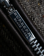 "BURBERRY Black Label" Leather combination design zip-up blouson