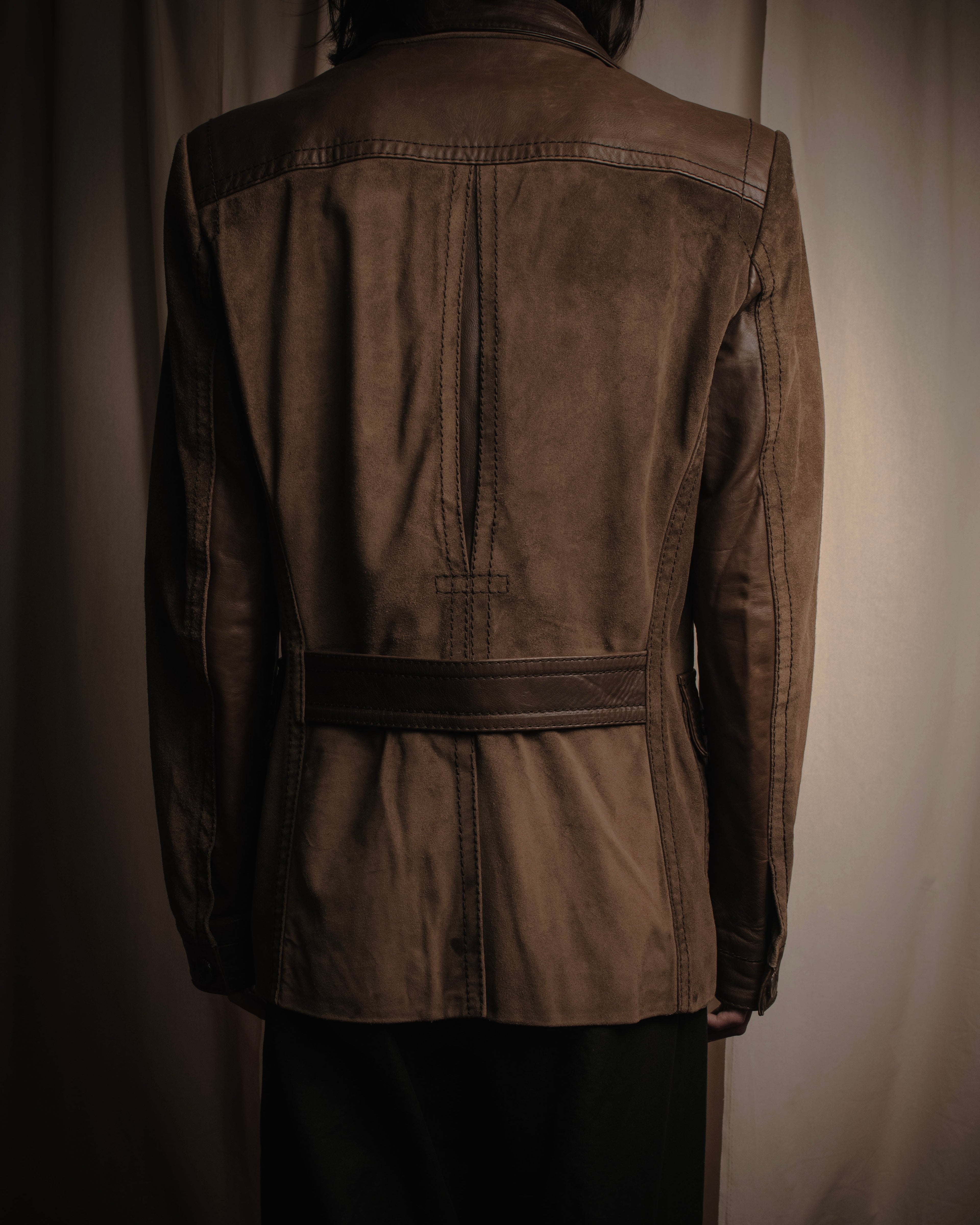 "GUCCI"Mid 2000s suede & smooth leather combination tailored jacket