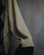 "BURBERRY" 00’s classic argyle v-neck wool knit