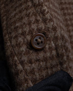 "BURBERRYS" Houndstooth pattern belted stand collar coat