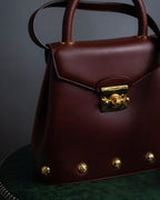 "Salvatore Ferragamo" Coin motif metal design leather hand bag