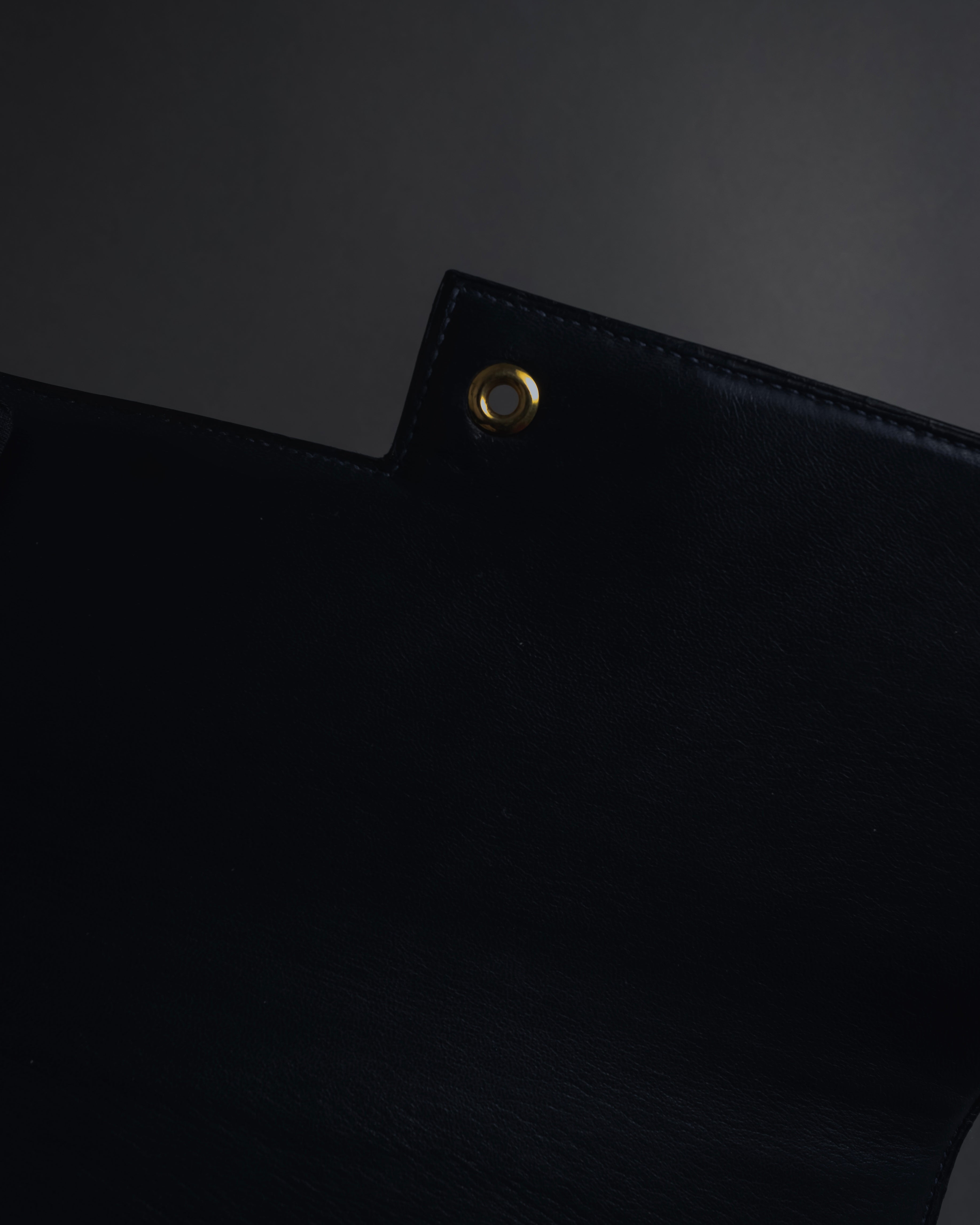 -SPECIAL- "HERMES" 60’s early sandrine box dark blue calf bit bag