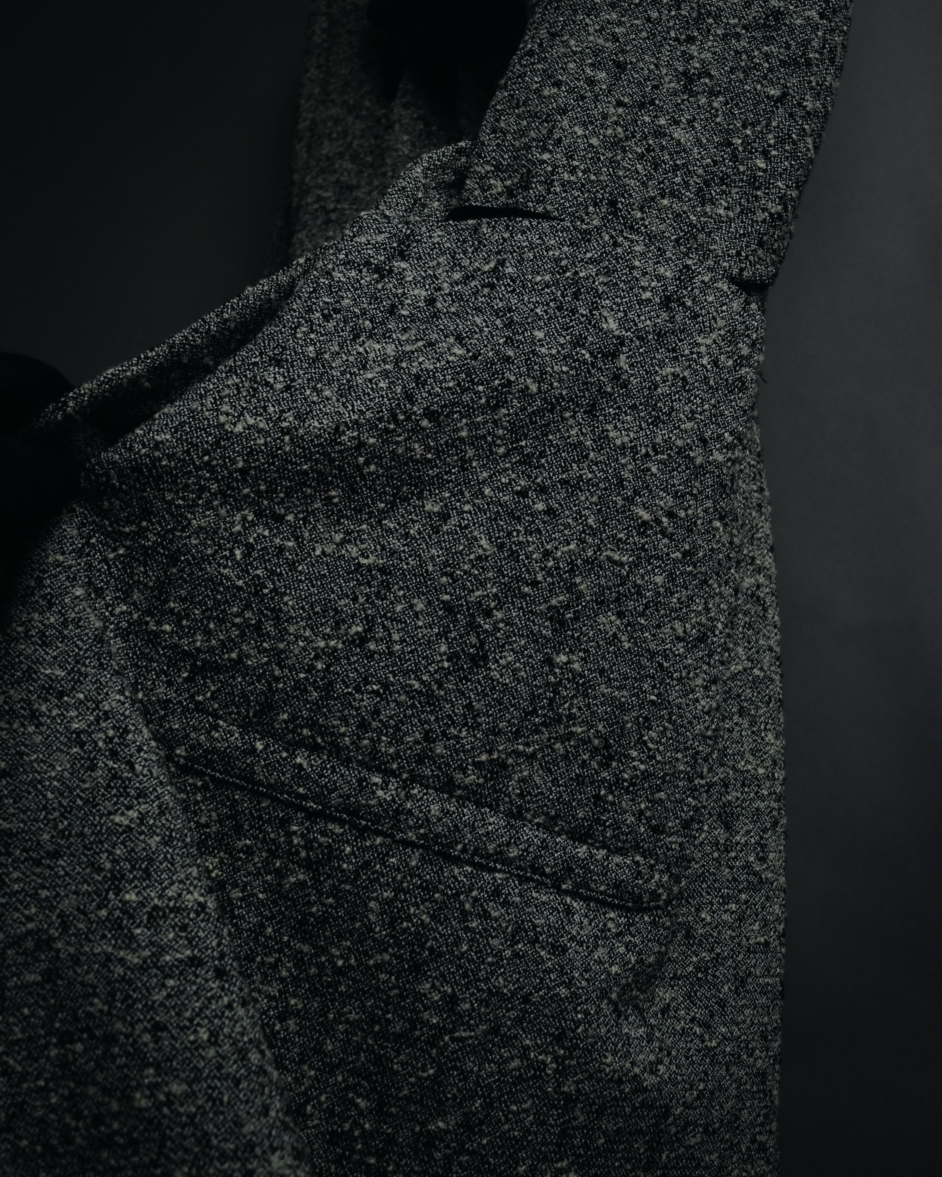 –SPECIAL– "CELINE" 70’s-80’s Classic tweed velvet-collar long coat