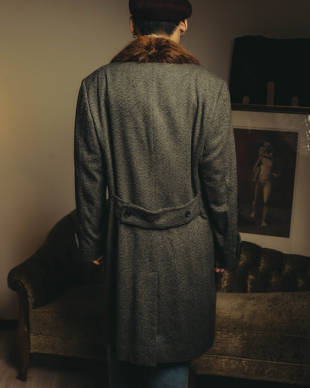 -SPECIAL- "GUCCI" 00's-10's Luxurious beaver fur-collar wool overcoat