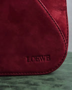 "LOEWE" Deep red color triangle suede bag