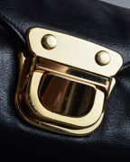 "ADMJ" Gold clasp grain leather shoulder bag