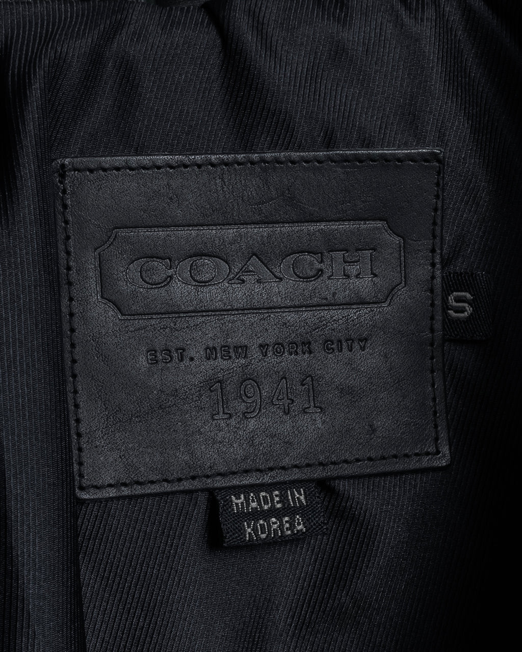 "COACH" Double-breasted panel work design leather coat