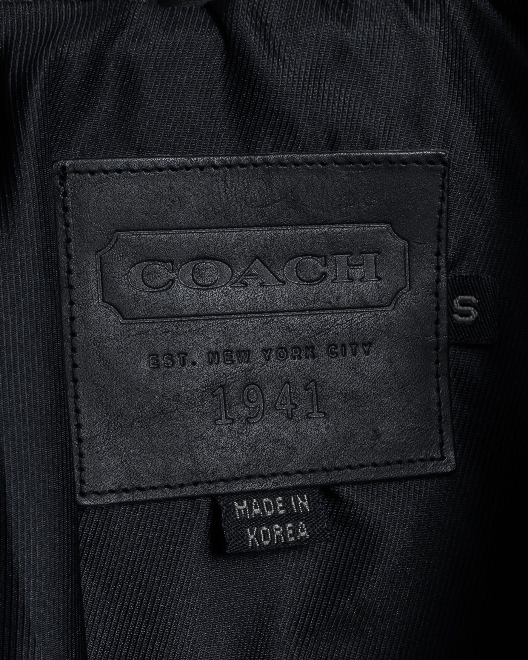 "COACH" Double-breasted panel work design leather coat
