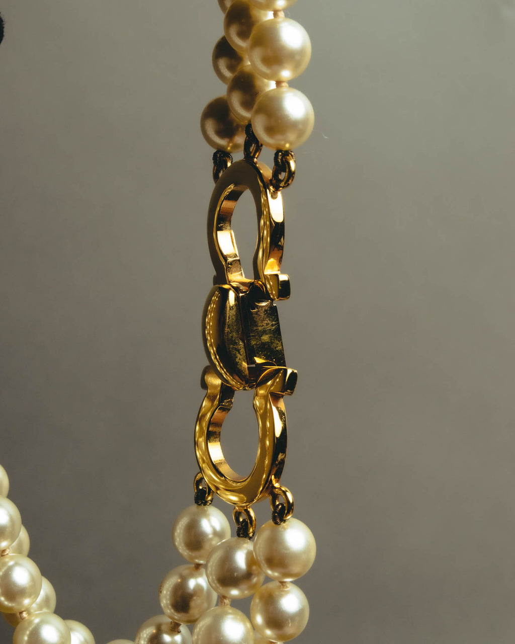 "Salvatore Ferragamo" 80's-90's Gancini three-strand pearl-style necklace
