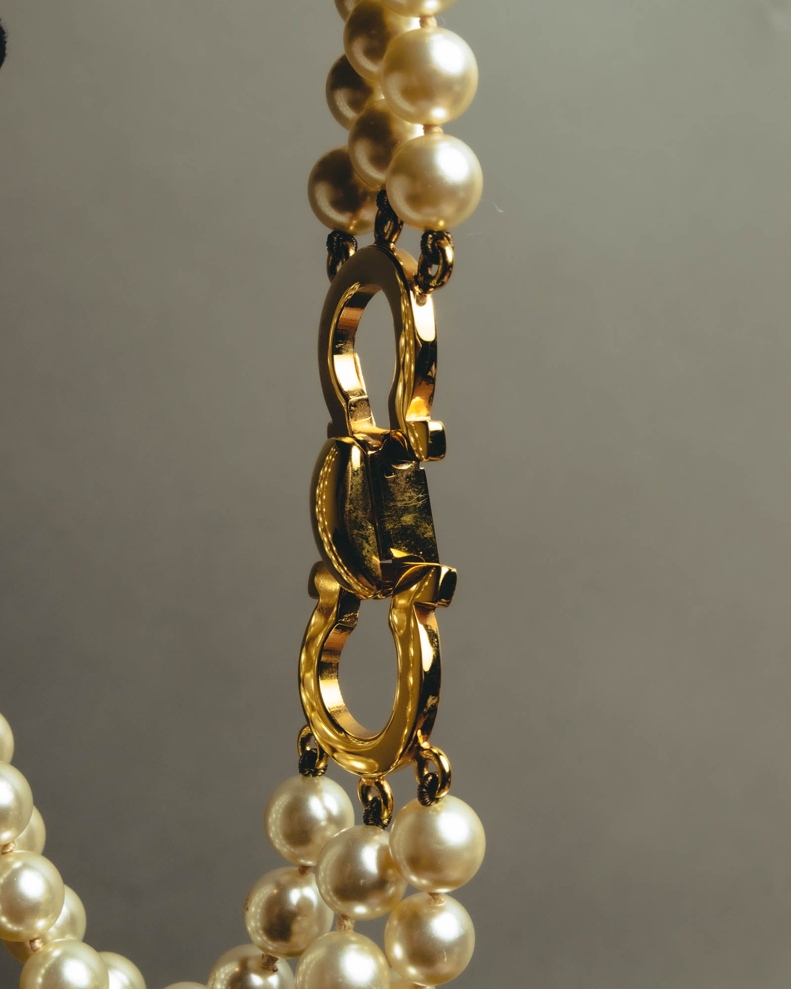 "Salvatore Ferragamo" 80's-90's Gancini three-strand pearl-style necklace