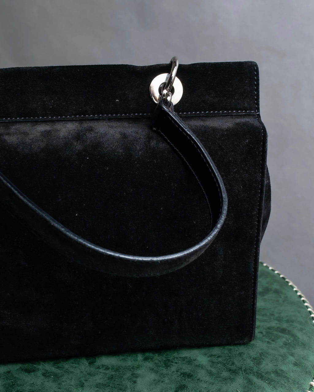"CELINE" Horizontal form suede one-handle bag