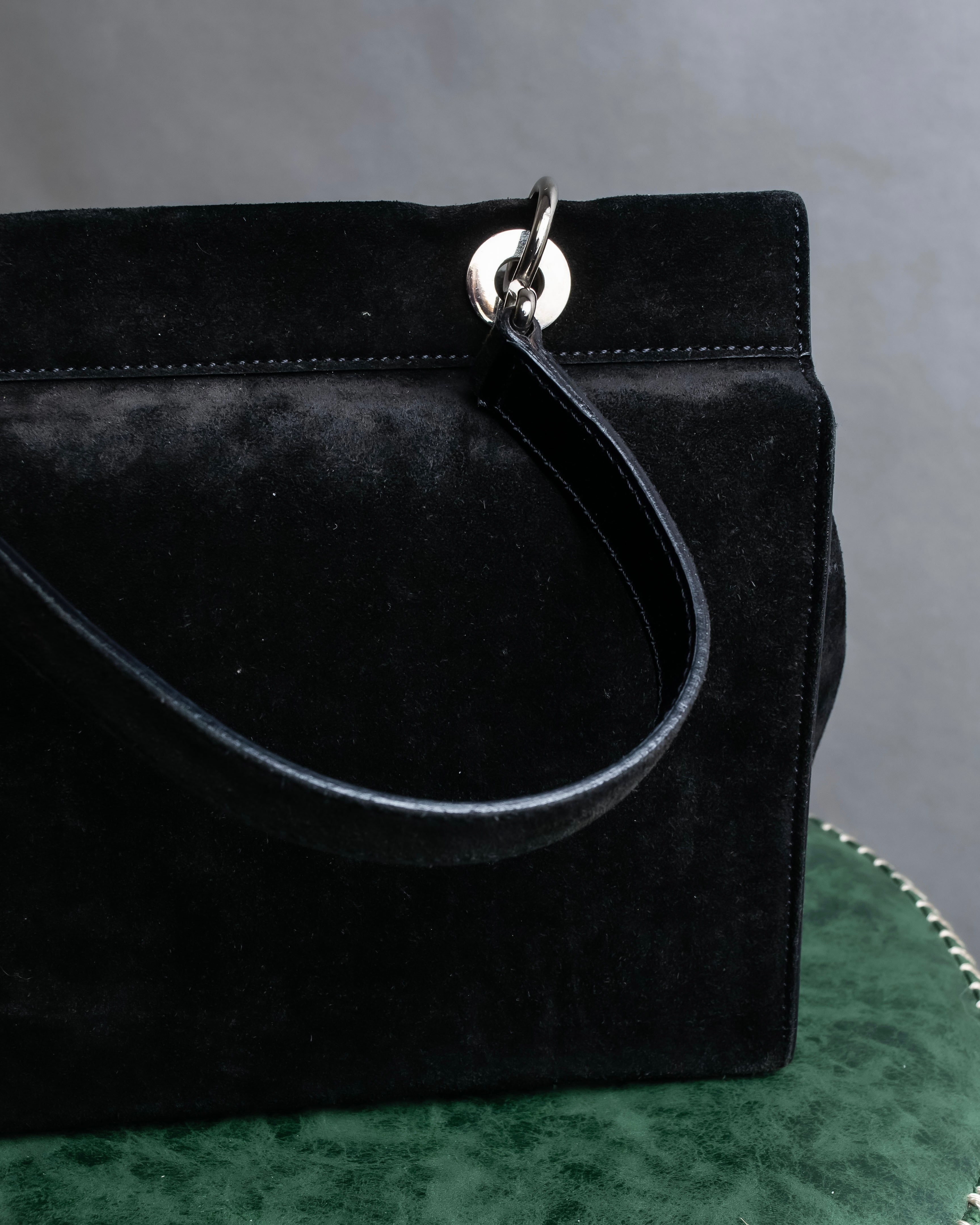 "CELINE" Horizontal form suede one-handle bag