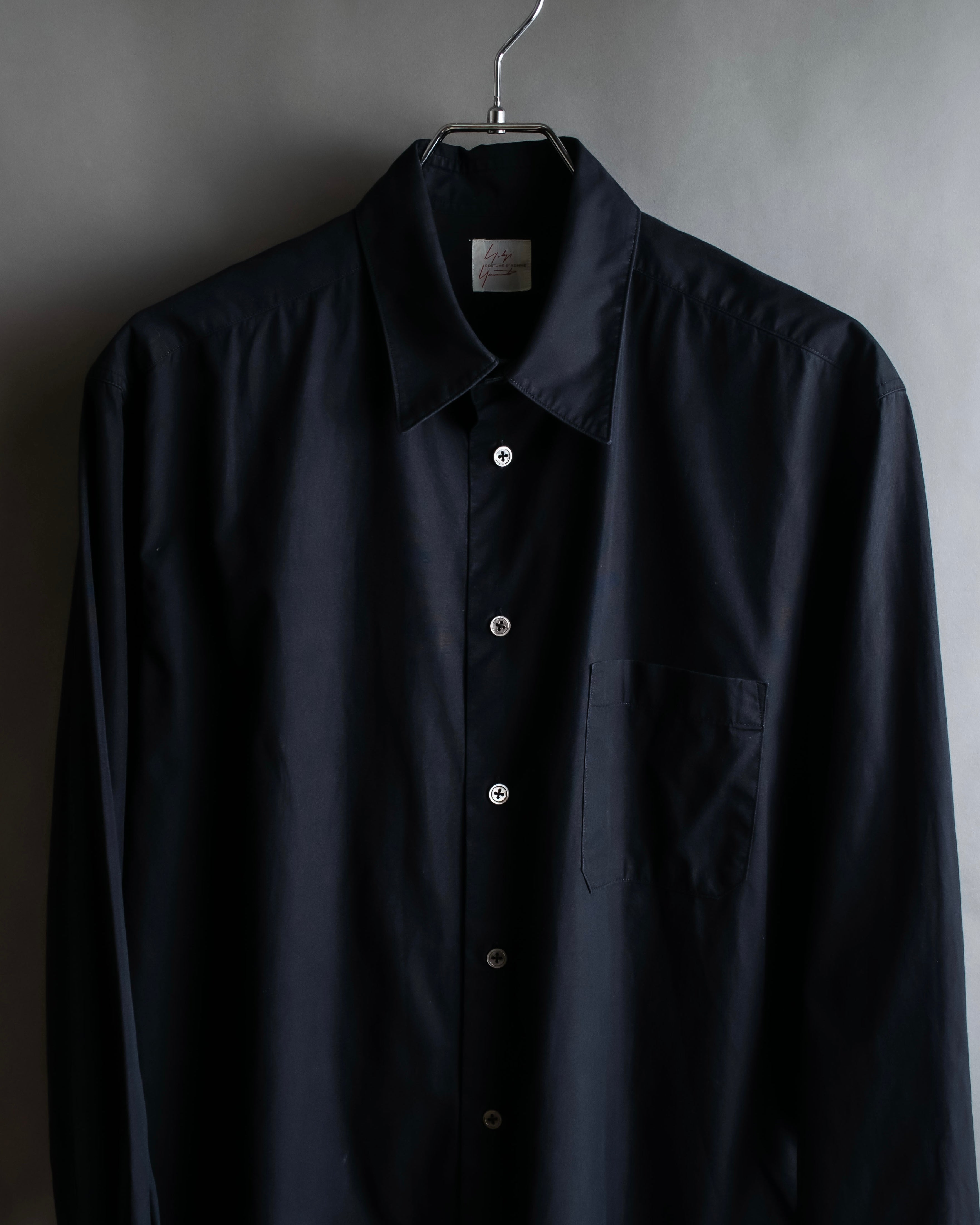 "Yohji Yamamoto COSTUME d’HOMME" Minimal detail cotton poplin black shirt