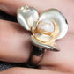 "CHANEL" Pearl center design camellia ring