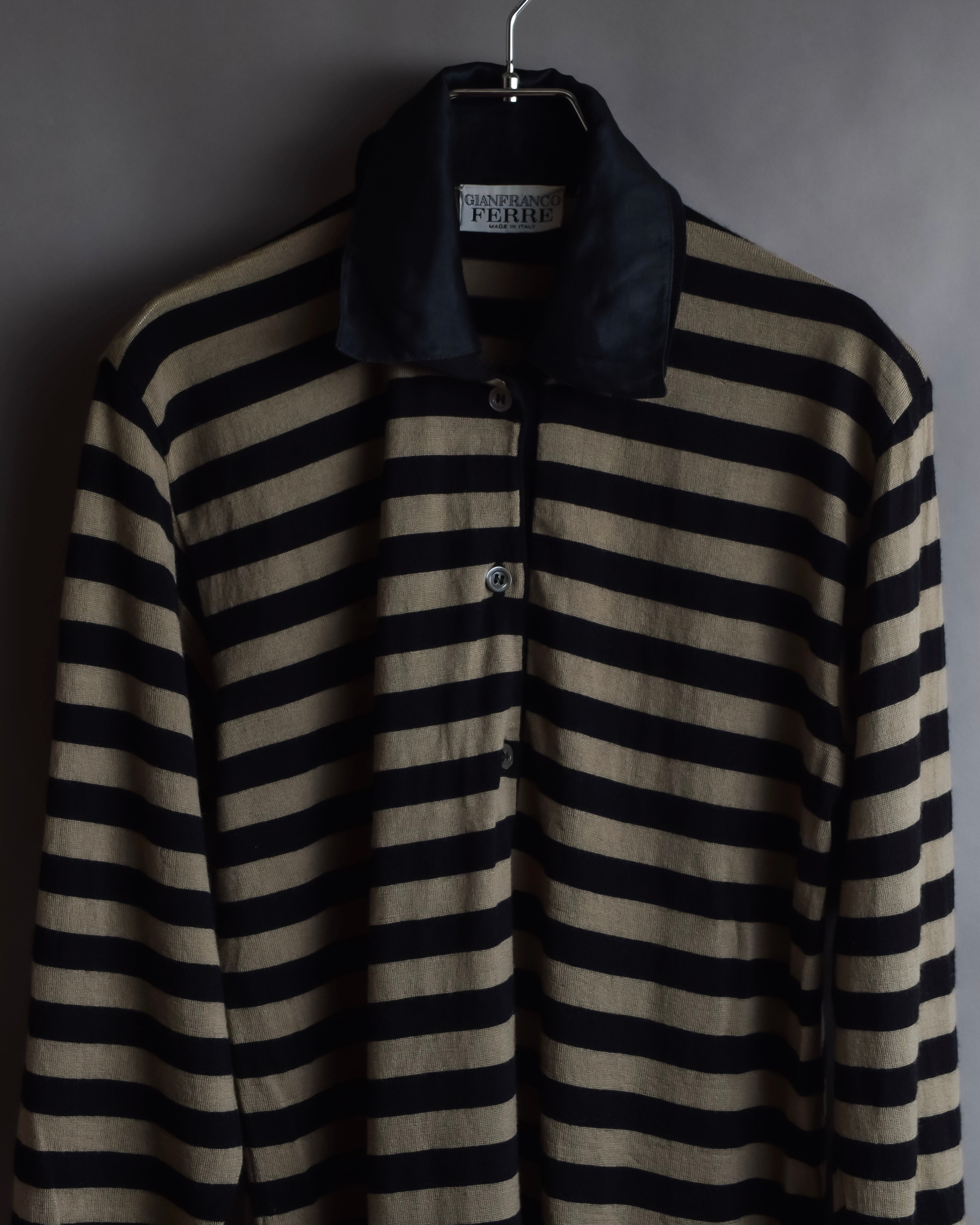 "GIANFRANCO FERRE" Striped contrast collar knit polo