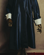 "CELINE" 70's-80's Dramatic contrast collar long coat