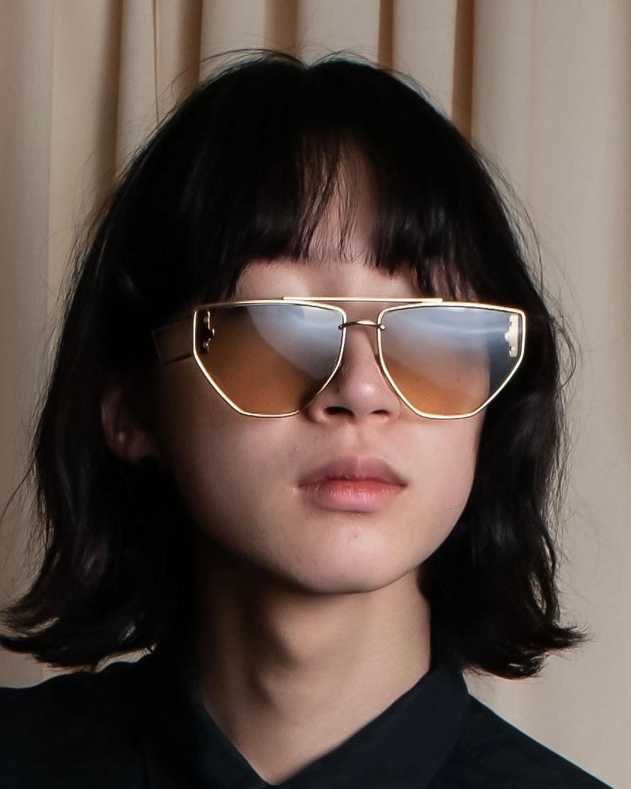 "Christian Dior" Metal acetate combination design sunglasses