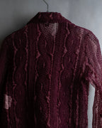 "robe de chambre COMME des GARCONS" Cable knit sheer shirt collar cardigan