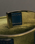 “HERMÈS” 90’s-00’s Leather inset gold metal cuff bangle
